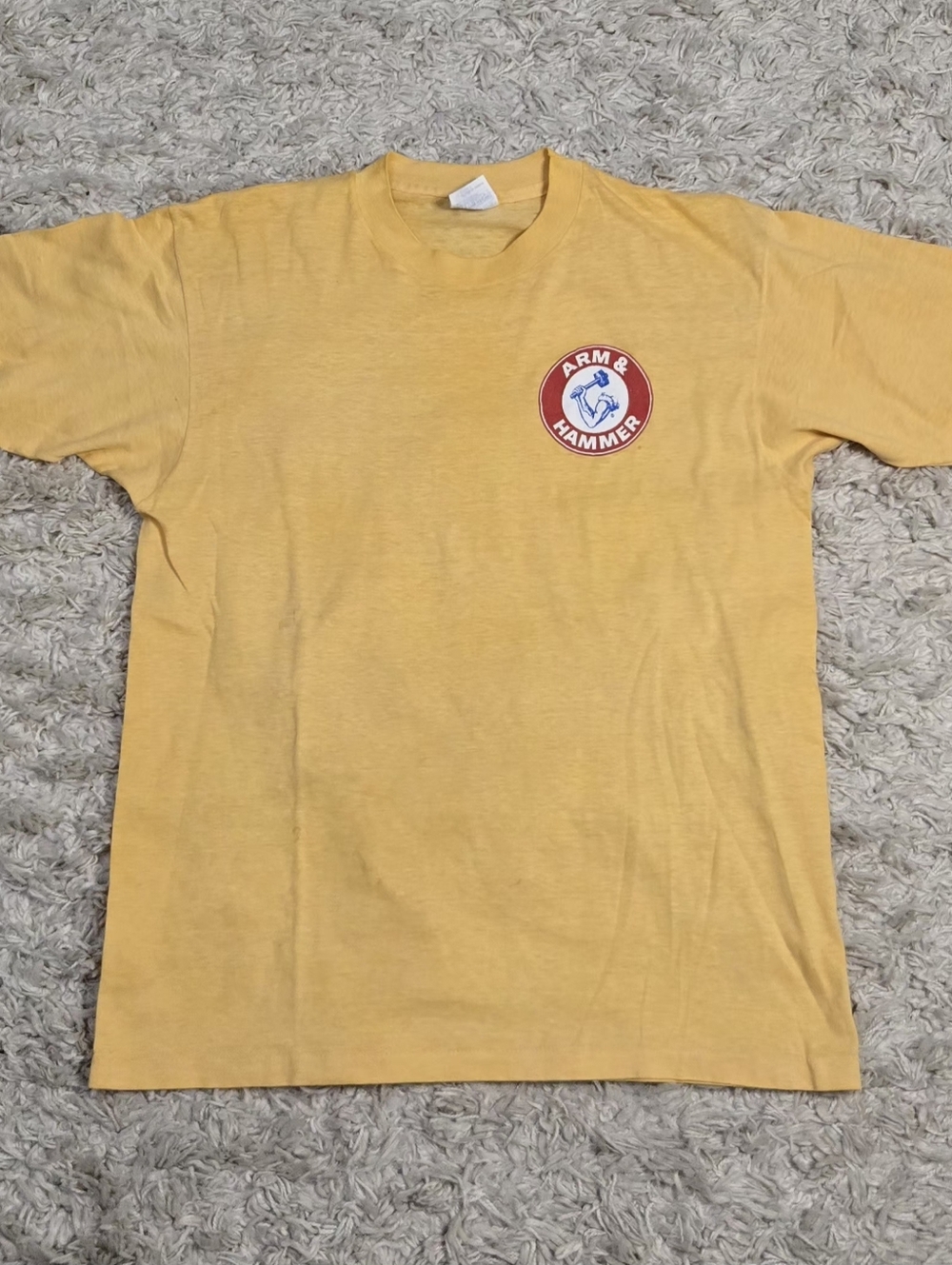 VTG 80s Arm & Hammer Yellow Graphic Tee L